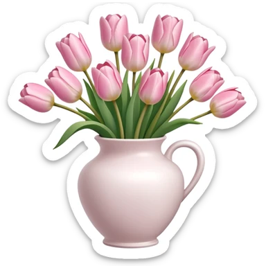 Light pink tulips in white vase sticker