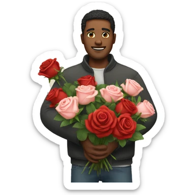 Man holding a bouquet of roses  sticker