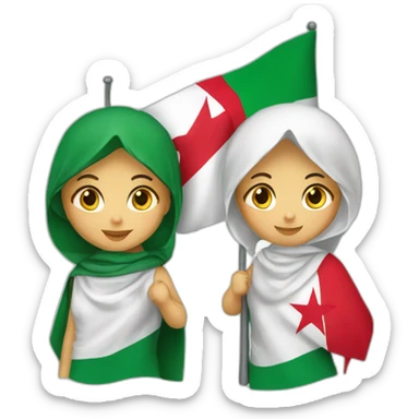 Deux filles avec le drapeau de l'Algérie  sticker
