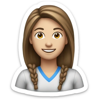 Create a female PE teacher emoji. She must have  brown hair tied up and blue eyes. She had a whistle around her neck and she is smiling  sticker