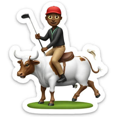 Golfer riding a bull sticker