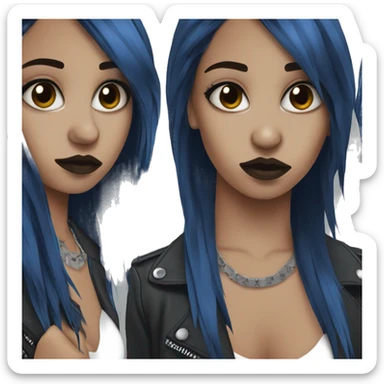 punk rock emo girl brown skin dark blue hair  sticker