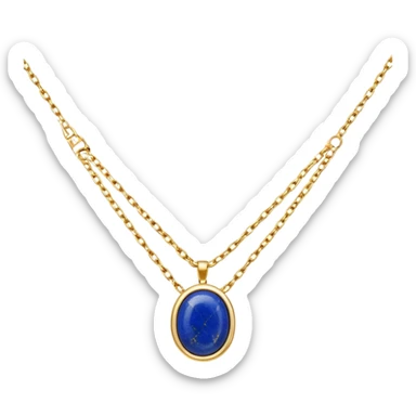 delicate floating gold chain with a raw lapis lazuli stone, glowing faintly sticker