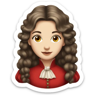 Young lady on victorian era with long hair and red dress sticker