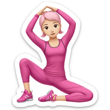 Girl in pink stretching touching her toes sticker