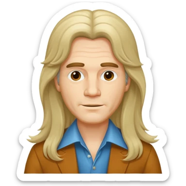 70s 80s men with long silky hair style  sticker