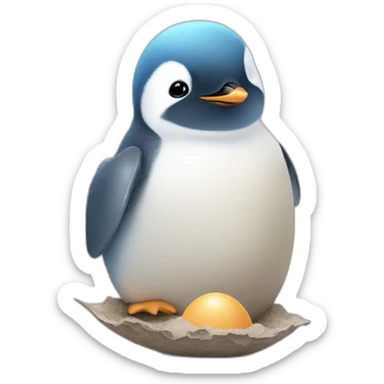 kawaï baby blue penguin hatching from its egg sticker