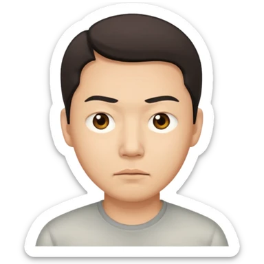 Asian man with squinting eyes sticker