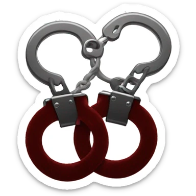 Dark red fuzzy handcuffs sticker
