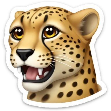 A cheetah holding a sigh that says glomour  sticker