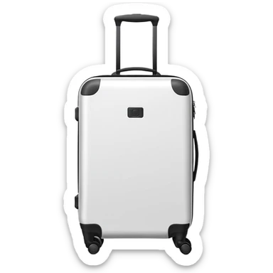 White rolling suitcase with pull-up handle, simple clean design sticker