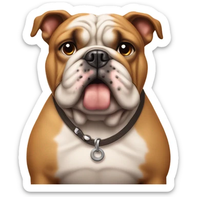 Un perro raza bulldog sentado con un hueso  sticker