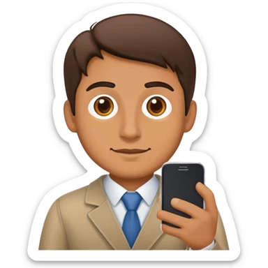 A man working with his smartphone sticker