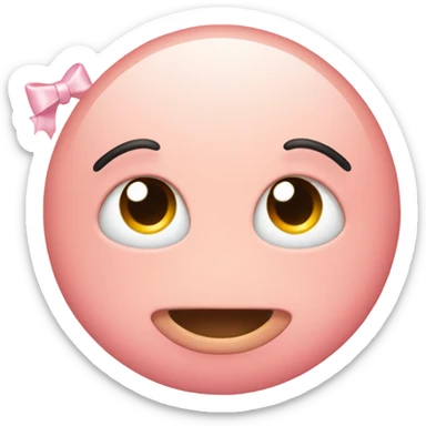 Light pink smiley with two little bows and eyelashes  sticker
