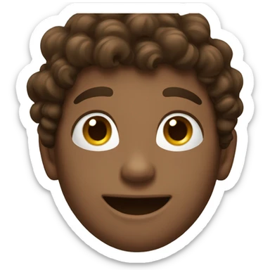 a boy smiling with puffy brown curly hair  sticker