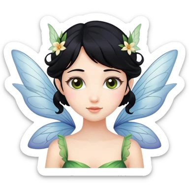 Fairy black hair wings  sticker