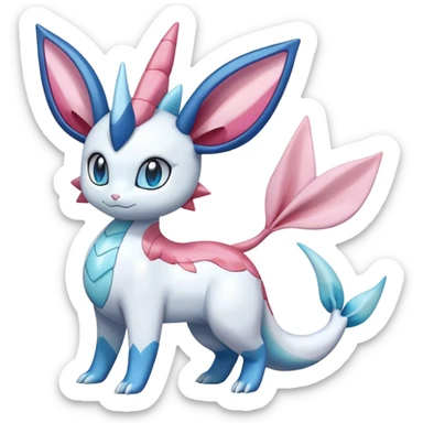 Shiny Cute Milotic-Sylveon-Glaceon-Vaporeon-Dragonair-Pokémon-hybrid-fusion full body sticker