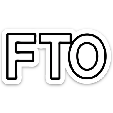 the letters FTO in a minimalist geometric style logo sticker