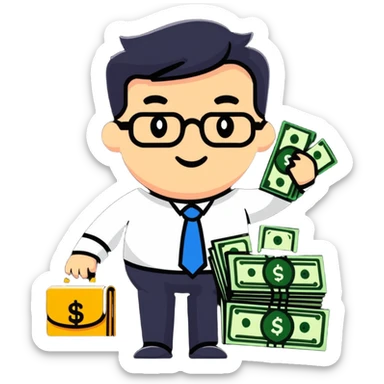 accountant with money and financial graphs sticker