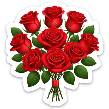 bouquet of red roses with heart sticker