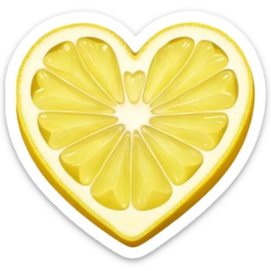 Realistic heart shaped lemon slice sticker