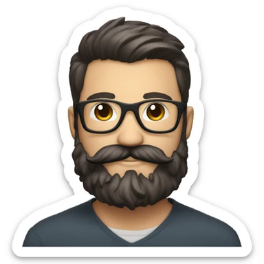 mustache tech bro with beard, 5 o clock shadow, and glasses sticker