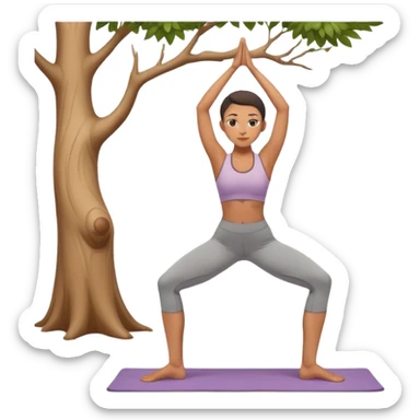 mixed race woman in tree pose  sticker