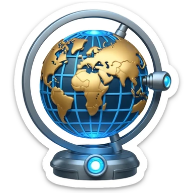 connected tech nodes, gear, globe sticker