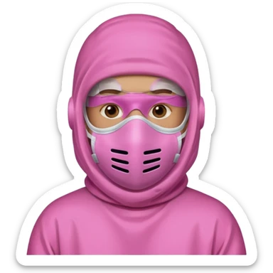 man in pink protection clothes with full-faced pink mask covered whole face sticker