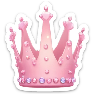 Pastel Pink Crown "A pastel pink crown encrusted with glowing jewels, shimmering edges, and tiny sparkles radiating from its surface." sticker