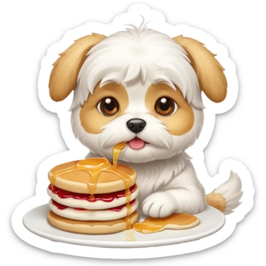 White Maltese eat pancakes sticker