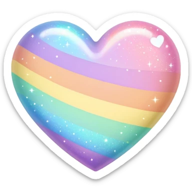pastel heart with a pastel rainbow sparkle sticker