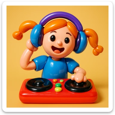 girl playing DJ set sticker