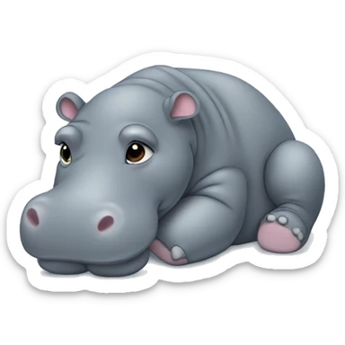 all gray baby hippo plush laying down sticker