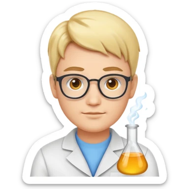 avatar of a content scientist, knowledgeable and articulate, emoji style sticker