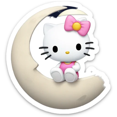 hello kitty on the moon sticker