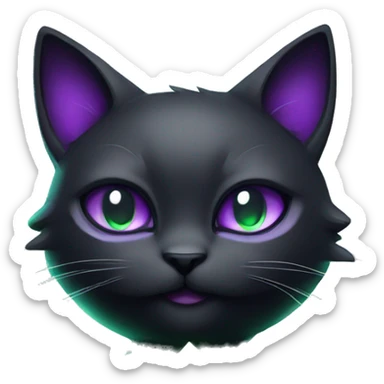 Black Dark-type-Fakémon-Cat Purple eyes, green gem on chest, full body sticker