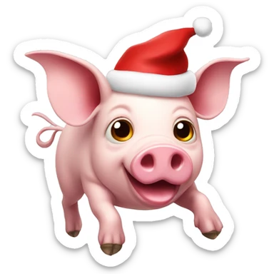 Flying Pig with Santa Hat sticker