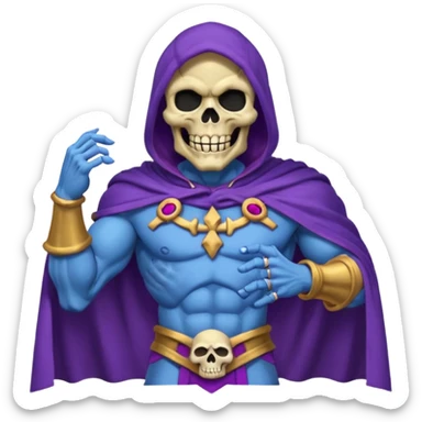 Skeletor, laughing expression, arms crossed, purple cape sticker