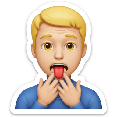 A guy choking himself as an emoji sticker