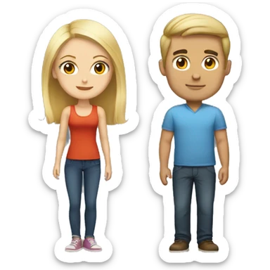 Blonde tall guy and a short brunett girl sticker