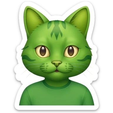 green cat with green shirt sticker