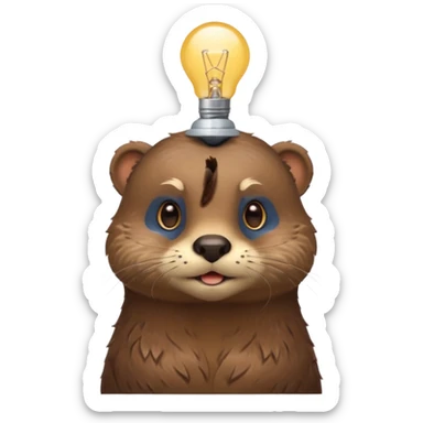 otter with lightbulb on the head sticker