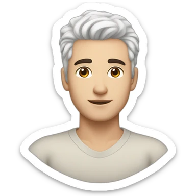 caucasian man 23 years old with dye white hair and brown eyes and brown eyebrow sticker