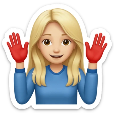 blonde female long hair saying stop smiling funny using both hands sticker