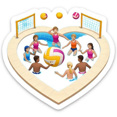 Natación  y voley en un corazón de color  sticker