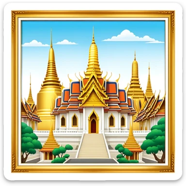 Grand Palace Bangkok Landmark Emoji – Featuring golden spires, Thai architecture, and the Emerald Buddha Temple. sticker