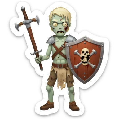 zombie with sword and shield sticker