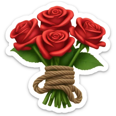 Bouquet red roses binded with rope. Make rope neater sticker
