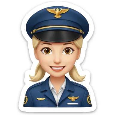 female Pilot wearing a pilot hat sticker